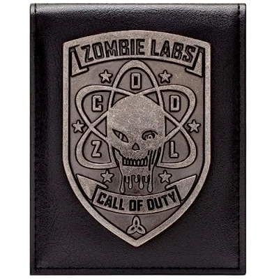 Immagine di First Person Call of Duty Zombie Labs Emblema Teschio Metallico Iconico Portafoglio/Portamonete Bi Fold Porta ID &amp; Carte, Nero