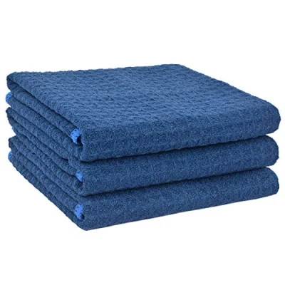 Immagine di VIVOTE 3 Pacchi Asciugamani in microfibra Asciugamano tessuto Waffle Straccio super assorbenti 40 cm X 56 Blu Navy