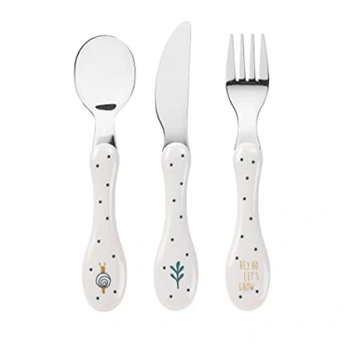 Immagine di LÄSSIG Set di Posate per Bambini 3 Pezzi Cucchiaio Forchetta Coltello Manico in Plastica Acciaio Inossidabile/Cutlery Pcs Garden Explorer