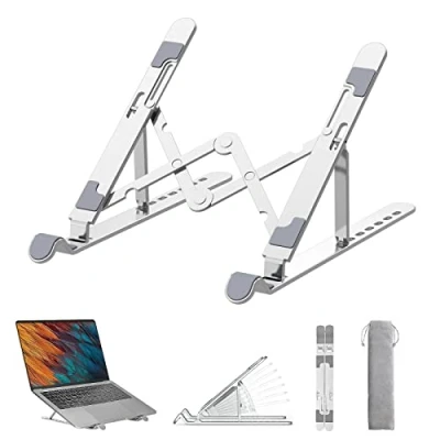 Immagine di Skaaisont Supporto PC Portatile Laptop Stand 7 Livelli Regolabile Rialzo per Raffreddamento Pieghevole Porta Alluminio MacBook Air/Dell/HP/Lenovo 10 15.6&quot; Argento