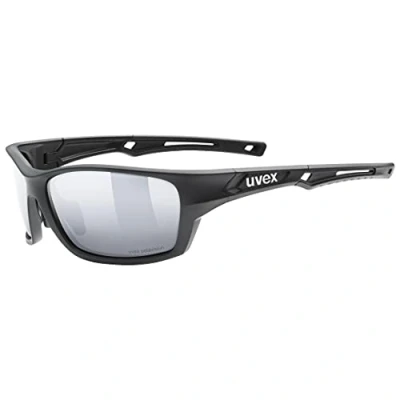 Immagine di uvex sportstyle 232 P, occhiali sportivi unisex, polarizzato, comfort senza pressione e tenuta perfetta, black matt/silver, one size