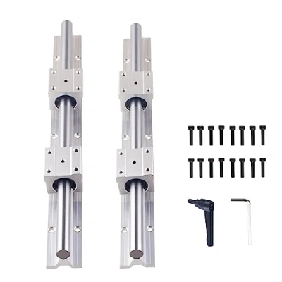Immagine di ONLISUM Guida lineare SBR16, 300 mm, 2 pezzi albero lineare, 4 SBR16UU, kit di binari lineari e cuscinetti per macchine impianti automatizzati