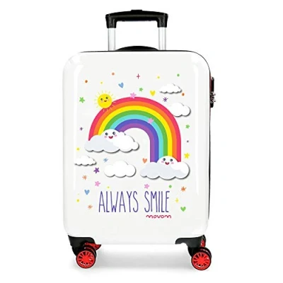 Immagine di MOVOM Enso Arcoiris Always Smile Trolley cabina Bianco 38x55x20 cm Rigida ABS Chiusura a combinazione numerica 35L 2,3Kgs 4 Ruote Bagaglio mano