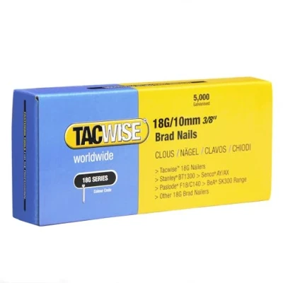 Immagine di Tacwise 0392 18G Chiodi Senza Testa da 10 mm, Argento, Set di 5000 Pezzi