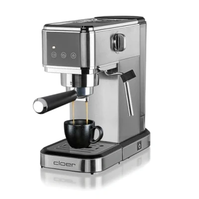 Immagine di cloer 5829 Macchina per caffè espresso con schiumatore, pompa da 20 bar, design sottile, 1 2 tazze espresso, cappuccino, latte macchiato, spegnimento di sicurezza, serbatoio dell&#039;acqua