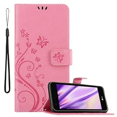 Immagine di Cadorabo Custodia Libro per LG K4 2017 Eu in ROSA Fiore Design di con Chiusura Magnetica, Funzione Stand e 3 Vani Carte Portafoglio Cover Case Wallet Book Etui Protezione