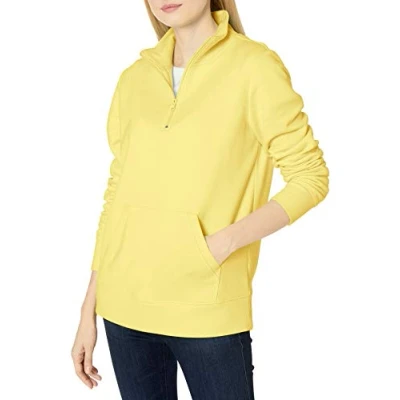 Immagine di Amazon Essentials Top in Pile con Cerniera a Un Quarto Maniche Lunghe (Disponibile Taglie Forti) Donna, Giallo Chiaro, XS