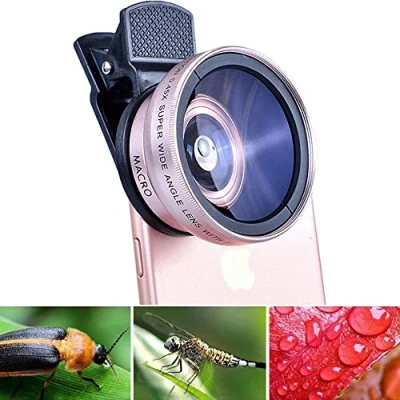 Immagine di 2 IN 1 Obiettivo per fotocamera Cellulare,Obiettivo grandangolare 0,45x,Kit cellulare,Universal Phone Cameras Kit Macro Clip on,per Smartphone Tablet