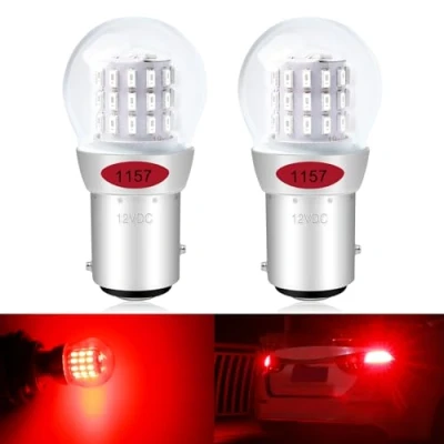 Immagine di Defvnsy P21/5W 1157 BAY15D LED Lampadina, Super Luminoso Rosso 12V 3W Lampadine, 3014 39SMD Lampadine Per Luci Di Posizione, Luce Dei Freni, Fanali Posteriori, Stop 2Pz