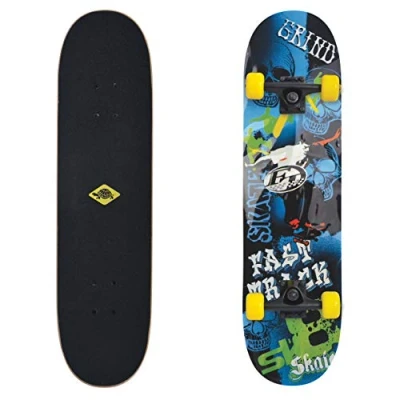 Immagine di Schildkröt Skateboard Slider 31&#039;&#039;, Tavola Completa per Il Tempo Libero, Piattaforma Concava con Double Kick e Griptape, Cuscinetto a Sfere ABEC7, Design: Fast Track, 510649