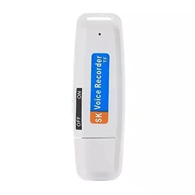 Immagine di HiCOZZIE Registratore Audio Digitale Portatile Ricaricabile U Disk USB Mini Attivato da Dittafono Bianca