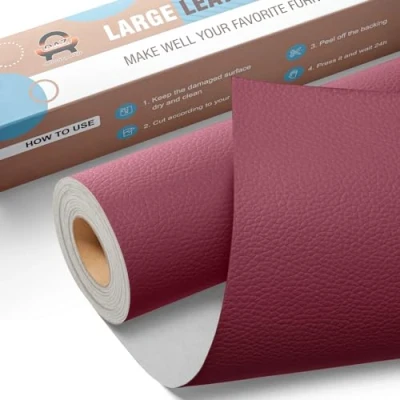 Immagine di Patch per Riparazione in Pelle 40 x 160 cm, Toppe Autoadesive Pelle, Adesiva Riparazioni Divano, Sedile Auto, Mobili, Borsa (Borgogna)
