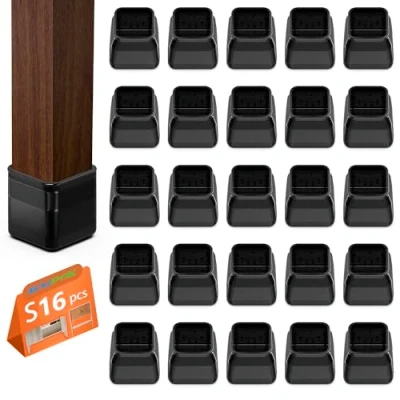 Immagine di 16 Pezzi Feltrini per Sedie Quadrati, BAIPOK Gommini in Silicone con Feltro, Elastiche Protezione Gambe Delle Antigraffio (Fit:16 38mm)