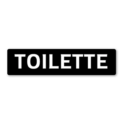 Immagine di Segnale targa Toilette WC Bagno in metacrilato color Nero lucido autoadesiva per mm 180x43x3