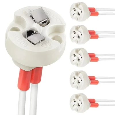 Immagine di DiCUNO G4 Base Bi Pin, G6.35, GY6.35, GX5.3 MR16, GZ4 MR11, portalampada in Ceramica ad incandescenza alogena con (6pz)