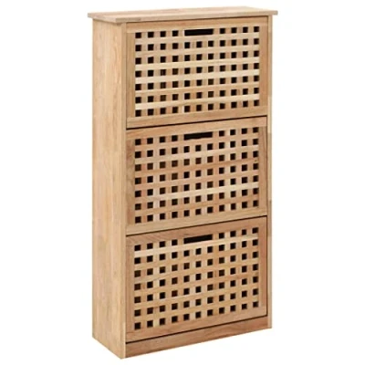 Immagine di vidaXL Panca con Scarpiera Cassa Solida Robusta Resistente Durevole Pratica Ampia Comoda Utile Baule Conveniente 55x20x104 cm Legno Massello di Noce