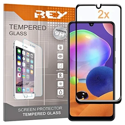 Immagine di REY Pack 2X Pellicola salvaschermo 3D per Samsung Galaxy A31, Vetro temperato, Copertura Completa, Protettiva Protezione Schermo, / 4D 5D