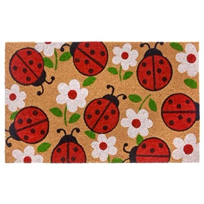 Immagine di Hanse Home Zerbino in cocco per interni, 45 x 75 cm, esterni, cocco, con design a coccinella, resistente alle intemperie, antiscivolo, ingresso e esterno protetto, naturale