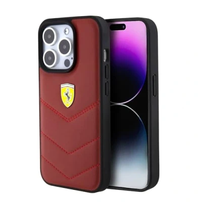 Immagine di CG MOBILE Ferrari custodia protettiva in vera pelle compatibile con iPhone 15 Pro, linee cucite, e resistente facile scatto, assorbimento degli urti logo firmato