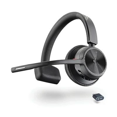 Immagine di Poly Voyager 4310 UC, Cuffia Monoaurale Senza Filo, Connessione Bluetooth e USB C BT700, Cancellazione Rumore, Cuscinetto in Similpelle, Autonomia 24 Ore, Compatibile con Windows 10 macOS, Nero