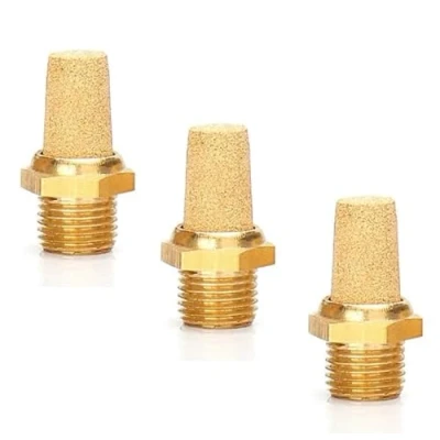Immagine di Silenziatore pneumatico in bronzo sinterizzato 1/8&quot;, set da 3 silenziatori ad aria compressa di qualità industriale (3, 1/8&quot;)