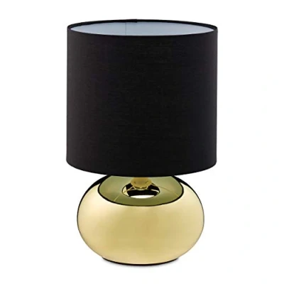 Immagine di Relaxdays Lampada da Comodino con Funzione Touch Regolabile, Moderna, 3 Livelli, E14, Misure HxD: 28 x 18 cm, Dorato