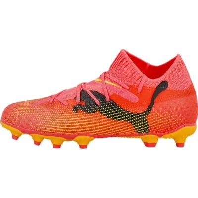 Immagine di Puma Future 7 PRO FG/AG JR Unisex Scarpe da calcetto con tacchetti per bambini, Taglia: 32, Sunset glow/black/sun stream Tessuto / sintetico