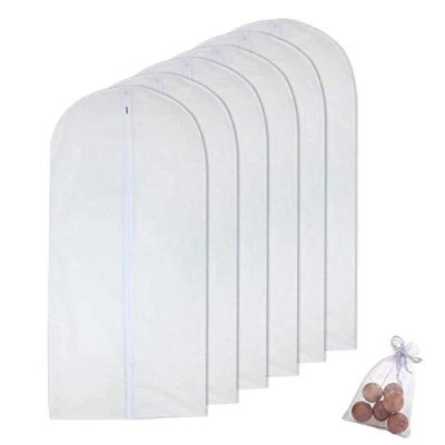 Immagine di HomeClean Borsa Porta Abiti Lunga Trasparente Sacchetti per Indumenti Antipolvere e antitarm (60cmx 120cm + Cedar Balls, White)