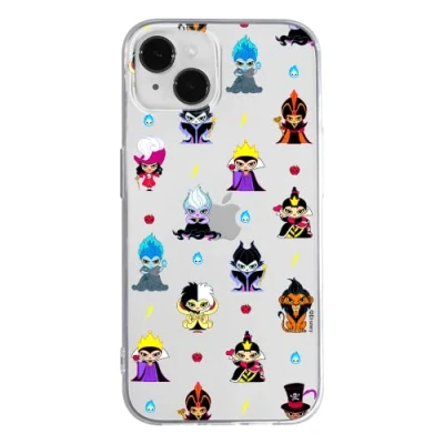 Immagine di Ert Group custodia per cellulare Apple Iphone 14 PLUS originale e con licenza ufficiale Disney, modello Disney Villains 007 adattato alla forma dello smartphone, parzialmente trasparente