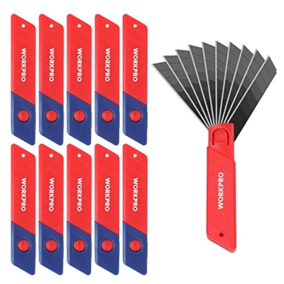 Immagine di WORKPRO Set di Lame per Taglierino, 100 da Taglio a Pressione Professionali 8 Segmenti, Ricambio SK5, Spessore 0,5 mm e Larghezza 18 con Scatola