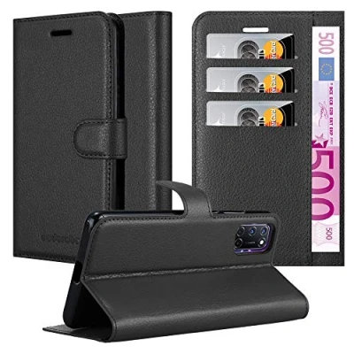 Immagine di Cadorabo Custodia Libro per Oppo A72 in NERO CARBONE con Vani di Carte, Funzione Stand e Chiusura Magnetica Portafoglio Cover Case Wallet Book Etui Protezione
