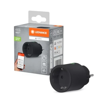 Immagine di LEDVANCE SMART+ Indoor Plug, Presa intelligente con Matter over WiFi, per l&#039;integrazione di dispositivi tradizionali nella smart home, compatibile Alexa, Google e Apple, nero, confezione da 1
