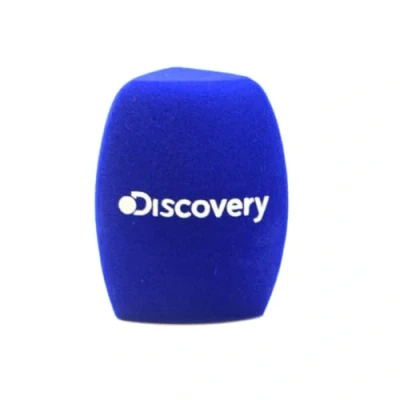 Immagine di 2 Pezzi Personalizzare il logo sul microfono parabrezza in schiuma Handhold Mic Foam Covers con stampato per microfoni TV interviste broadcast (blu)
