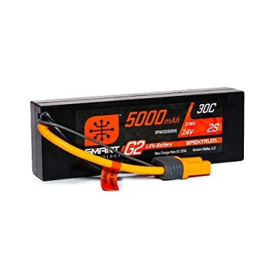 Immagine di Spektrum SPMX52S30H5 5000 mAh 2S 7.4V Smart G2 LiPo 30C Hard Case IC5, Grigio/Argento