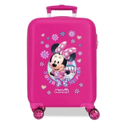 Immagine di Disney Joumma Minnie Helpers Valigia Cabina, per bambini, realizzata in ABS, materiale resistente, quattro ruote doppie a rotazione multidirezionale, chiusura combinazione laterale, Rosa,