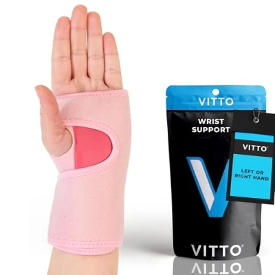 Immagine di VITTO Supporto per polso Fascia tendinite, sindrome del tunnel carpale e atrosi (rosa sinistro, L)