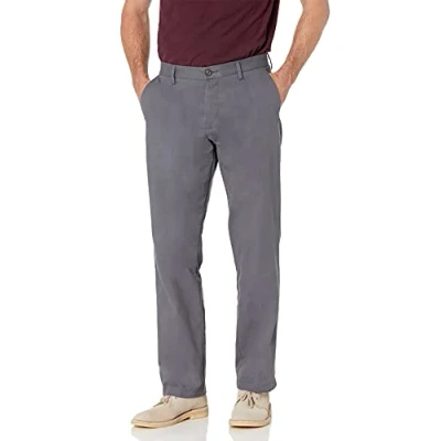 Immagine di Amazon Essentials Pantaloni Chino Classici con Parte Piatta sul Davanti Resistenti alle Pieghe (Disponibili in Taglie Extra Forti) Uomo, Grigio, 40W / 28L