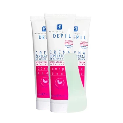 Immagine di Easy Depil KIT 3 PEZZI CREMA DEPILATORIA CORPO GAMBE BRACCIA da 150 ml. Rapida, semplice usare, efficace e sicura. Con Proteine Vegetali Addolcenti. Pelle liscia, Profumazione gradevole, Unisex