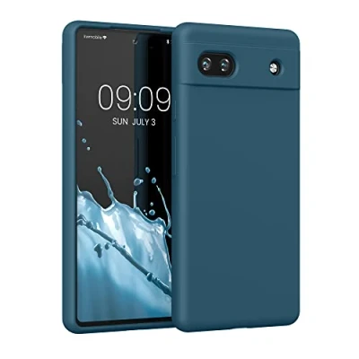 Immagine di kwmobile Cover per Google Pixel 6a Custodia Back Case Smartphone in Silicone TPU Protezione Gommata petrolio matt