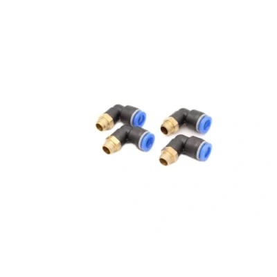 Immagine di Raccordo a innesto ad angolo pneumatico 90 1/8&quot; su 8 mm, 4 connettori push in aria compressa (R mm)