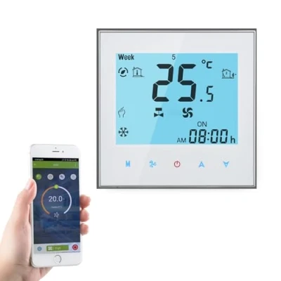 Immagine di Qiumi Termostato Smart Wifi Aria condizionata Regolatore di temperatura con schermo LCD a 4 tubi, Funziona Alexa Google Home, Illuminazione morbida dello schermo, 95 240 V CA.