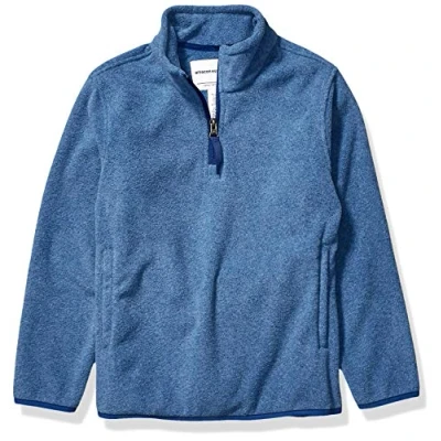 Immagine di Amazon Essentials Giacca Invernale Modello Pullover con Zip Corta in Pile Bambini e Ragazzi, Blu Puntinato, 9 Anni