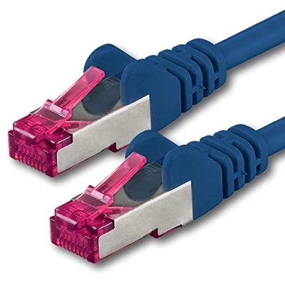 Immagine di 1aTTack.de 5m blu 1 pezzo Rete Cavi Cat6a S FTP CAT 6a doppia schermatura certificato GHMT PIMF 500MHz / 7 CU rame non contiene alogeni compatibile con CAT5e CAT6 CAT7 CAT8 10000 Mbit/s