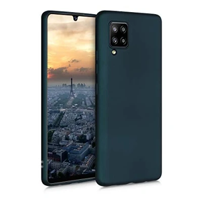 Immagine di kwmobile Custodia Compatibile con Samsung Galaxy A42 5G Cover Back Case Morbida Protezione in Silicone TPU Effetto metallizzato petrolio