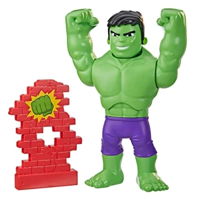 Immagine di Hasbro Marvel Spidey e I Suoi Fantastici Amici, Hulk Spaccatutto, Giocattolo per età prescolare, Action Figure di da 25 cm Che Cambia l&#039;espressione del Viso con Accessorio Muro in Mattoni