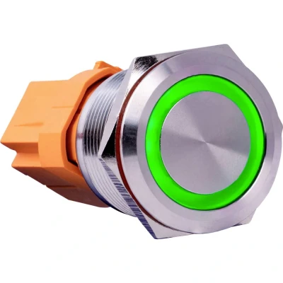 Immagine di Joy it BUTTON22B L GR Interruttore A pressione 250 V/AC 7 1 x On / (Off) Permanente Verde (Ø A) 25 mm 40.40 IP67, IK10 pz.