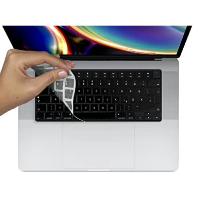 Immagine di MyGadget Copritastiera per Apple MacBook Pro 14 &amp; 16 Pollici (dal 2021 M1) Air 13&quot; 2022 A2681 M2) 15 2023 A2941) Protezione Tastiera Silicone Skin Trasparente