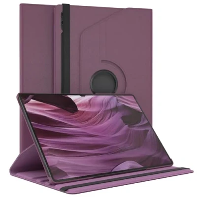 Immagine di EAZY Case Custodia per tablet Samsung Galaxy Tab S9 Ultra Cover protettiva 14,6 pollici Smart Rotation stare in piedi Flip 360 girevole con funzione di supporto, similpelle Viola