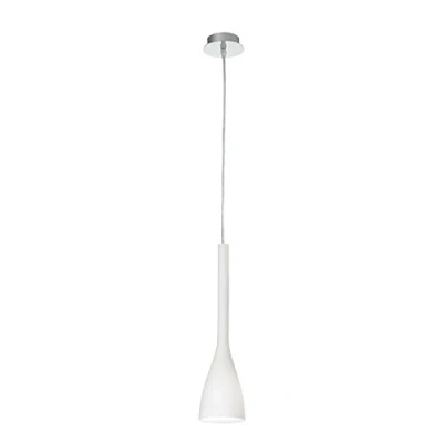 Immagine di Ideal Lux Flut SP1 Small, Lampada Soffitto, Vetro Soffiato, con Cavo Regolabile Dispositivo Automatico, max 1 x 40W E14 / 240V, Bianco, fluorescente compacte (cfl), metallo