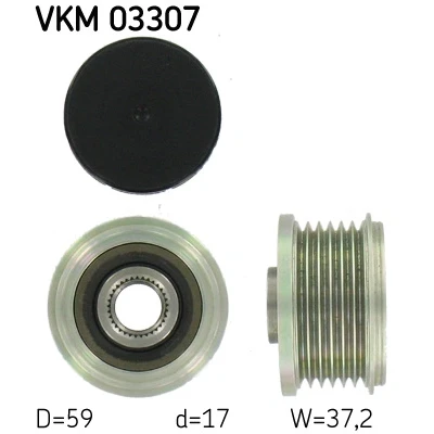 Immagine di SKF VKM 03307 Puleggia Alternatore 37,2 CITROËN: C4 Picasso 1, C5 III Station Wagon, I Grand Picasso, PEUGEOT: 308 Hatchback, Expert II Van